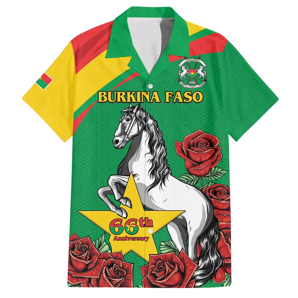 Personalised Burkina Faso Republic Day Hawaiian Shirt Happy 66th Anniversary with White Stallion - Wonder Print Shop