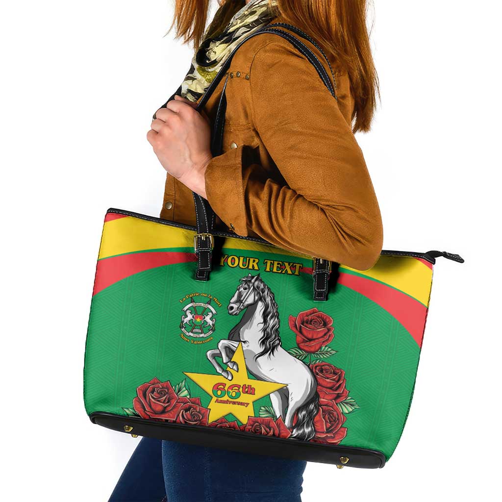 Personalised Burkina Faso Republic Day Leather Tote Bag Happy 66th Anniversary with White Stallion - Wonder Print Shop