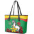 Personalised Burkina Faso Republic Day Leather Tote Bag Happy 66th Anniversary with White Stallion - Wonder Print Shop