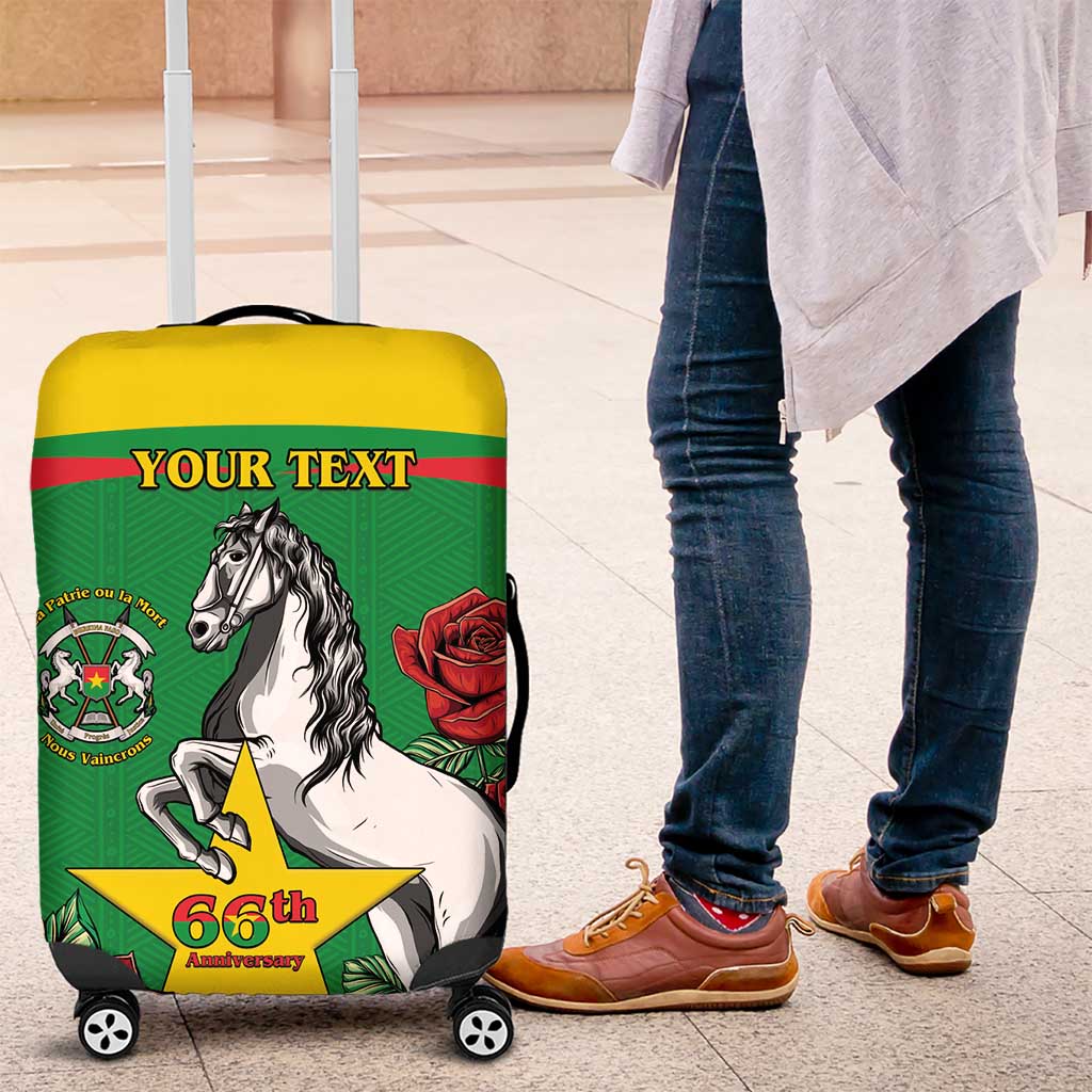 Personalised Burkina Faso Republic Day Luggage Cover Happy 66th Anniversary with White Stallion - Wonder Print Shop