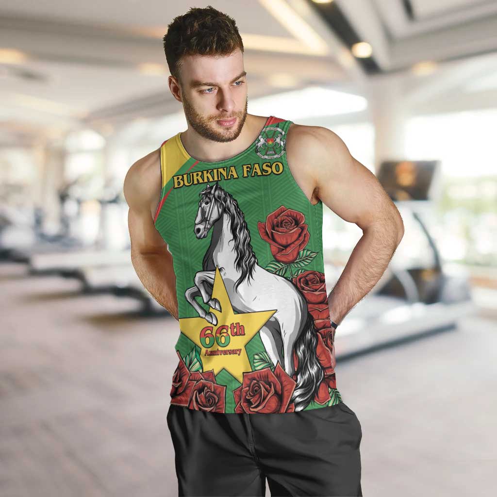 Personalised Burkina Faso Republic Day Men Tank Top Happy 66th Anniversary with White Stallion - Wonder Print Shop