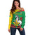 Personalised Burkina Faso Republic Day Off Shoulder Sweater Happy 66th Anniversary with White Stallion - Wonder Print Shop