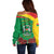 Personalised Burkina Faso Republic Day Off Shoulder Sweater Happy 66th Anniversary with White Stallion - Wonder Print Shop