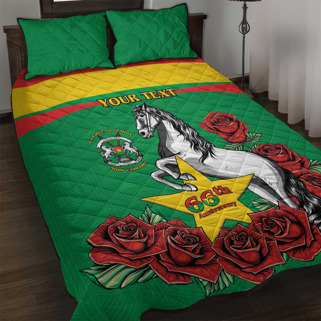 Personalised Burkina Faso Republic Day Quilt Bed Set Happy 66th Anniversary with White Stallion - Wonder Print Shop