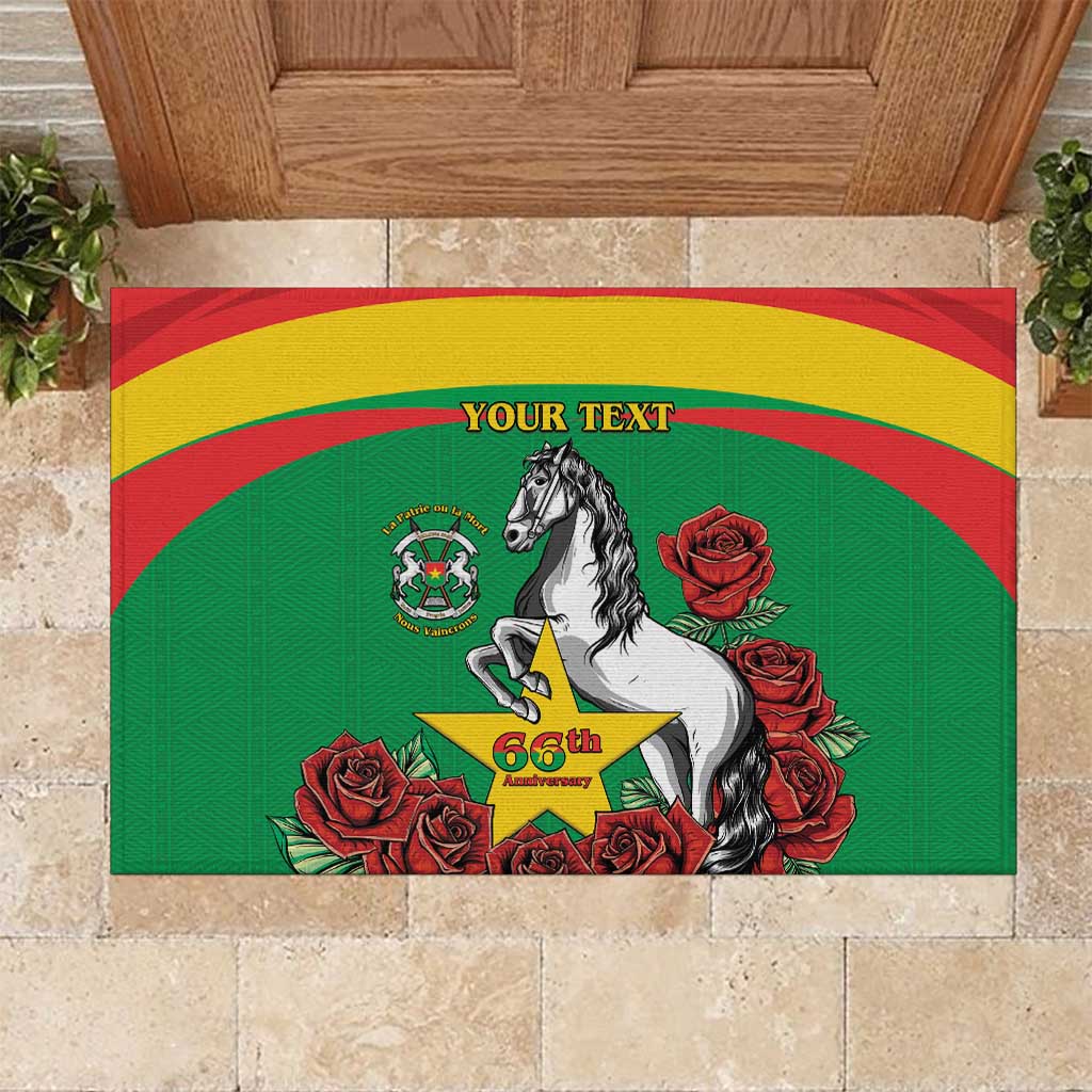 Personalised Burkina Faso Republic Day Rubber Doormat Happy 66th Anniversary with White Stallion - Wonder Print Shop