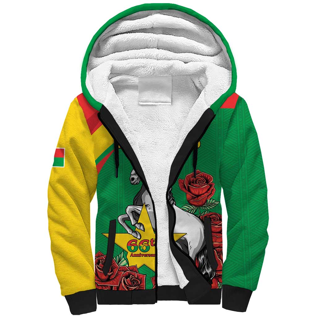 Personalised Burkina Faso Republic Day Sherpa Hoodie Happy 66th Anniversary with White Stallion - Wonder Print Shop