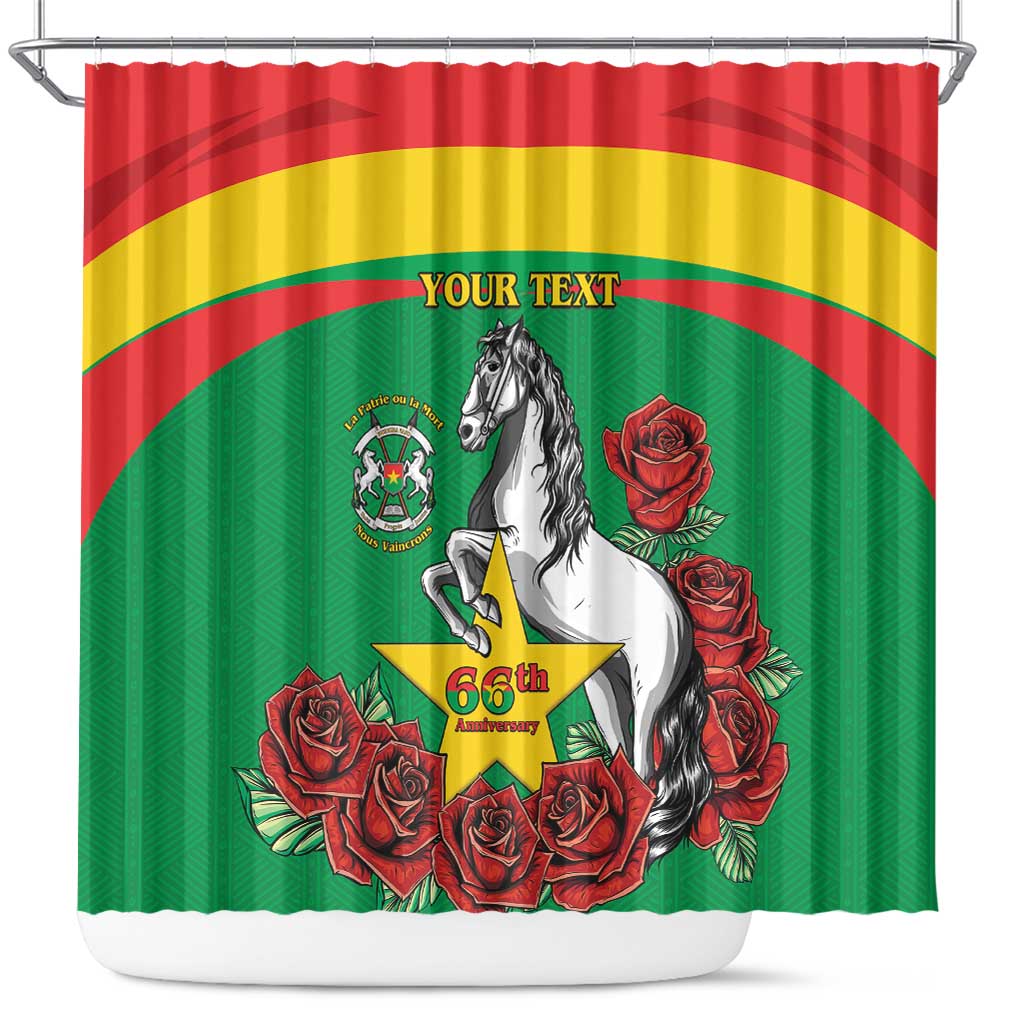 Personalised Burkina Faso Republic Day Shower Curtain Happy 66th Anniversary with White Stallion