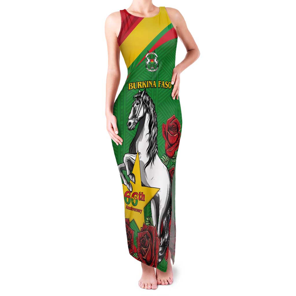 Personalised Burkina Faso Republic Day Tank Maxi Dress Happy 66th Anniversary with White Stallion - Wonder Print Shop