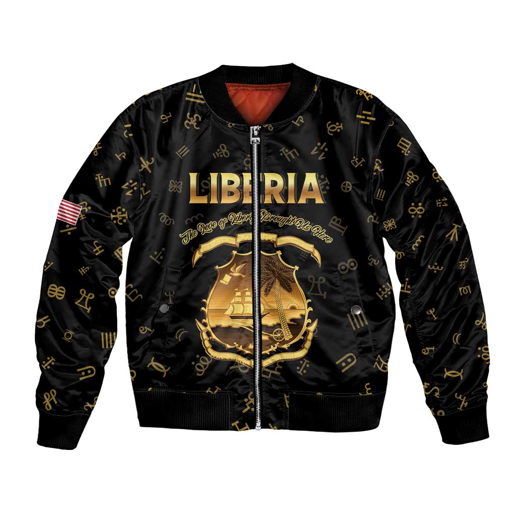 Personalized Liberia Vai Syllabary Heritage Bomber Jacket National Emblem Golden Style - Wonder Print Shop