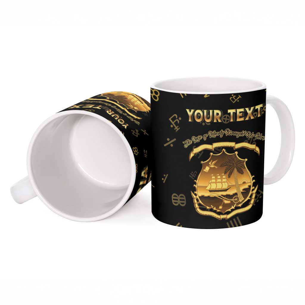 Personalized Liberia Vai Syllabary Heritage Ceramic Mug National Emblem Golden Style - Wonder Print Shop