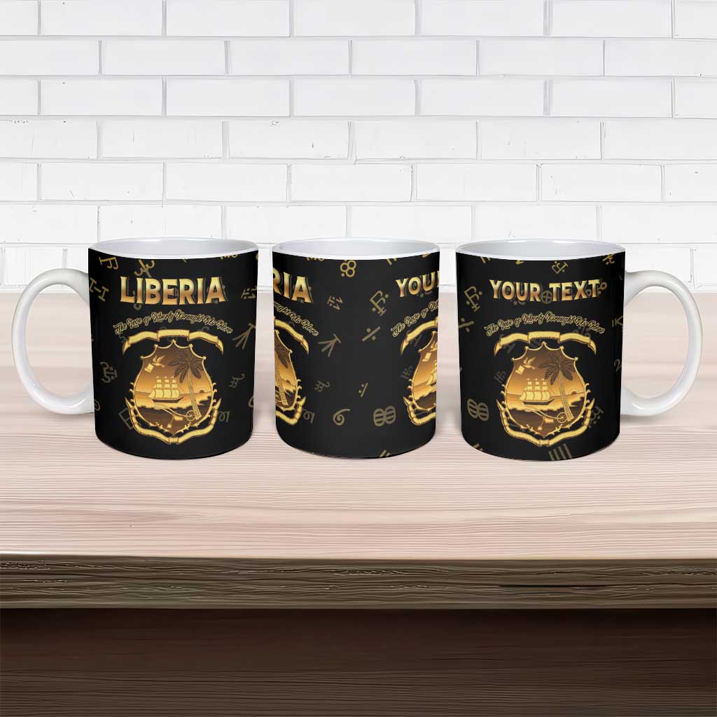 Personalized Liberia Vai Syllabary Heritage Ceramic Mug National Emblem Golden Style - Wonder Print Shop