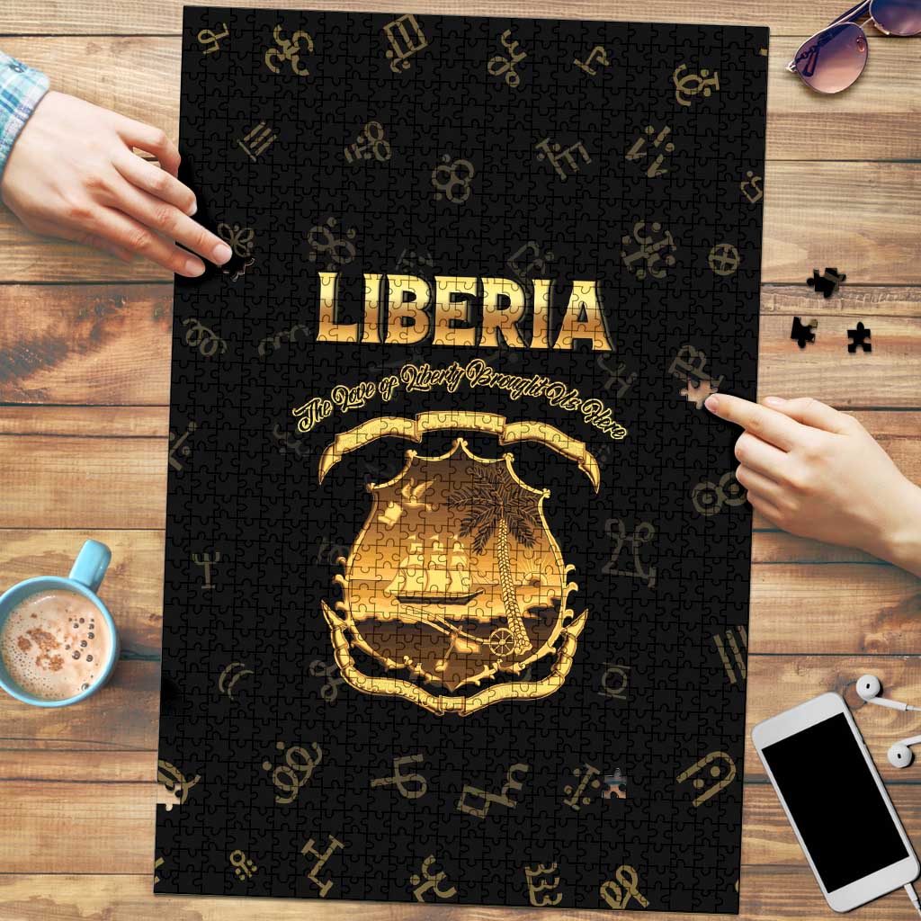 Liberia Vai Syllabary Heritage Puzzle National Emblem Golden Style - Wonder Print Shop