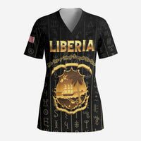 Personalized Liberia Vai Syllabary Vertical Pattern Scrub Top - Wonder Print Shop