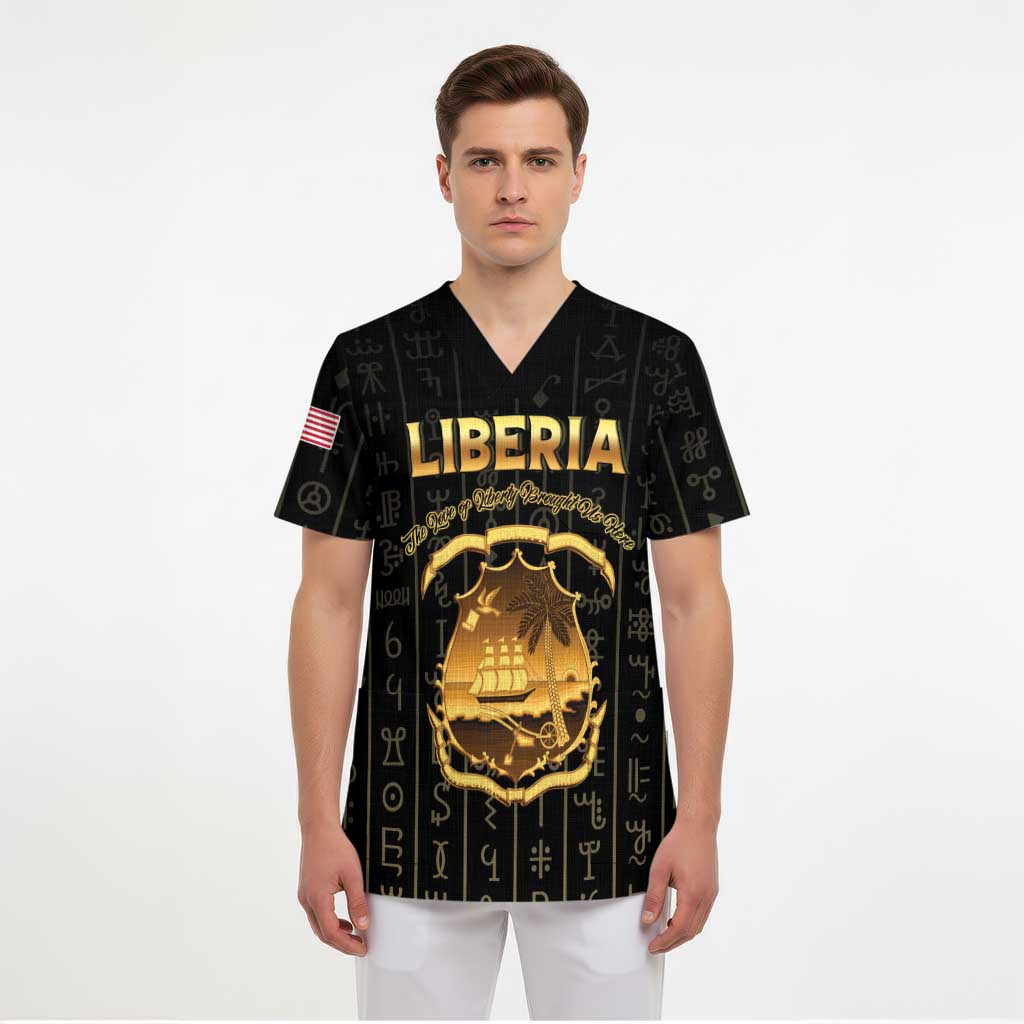 Personalized Liberia Vai Syllabary Vertical Pattern Scrub Top - Wonder Print Shop