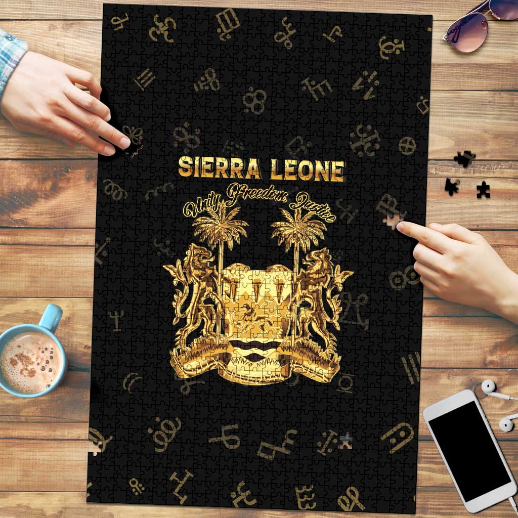 Sierra Leone Vai Syllabary Heritage Puzzle National Emblem Golden Style - Wonder Print Shop