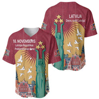 Latvia Independence Day Baseball Jersey Latvija with Freedom Monument