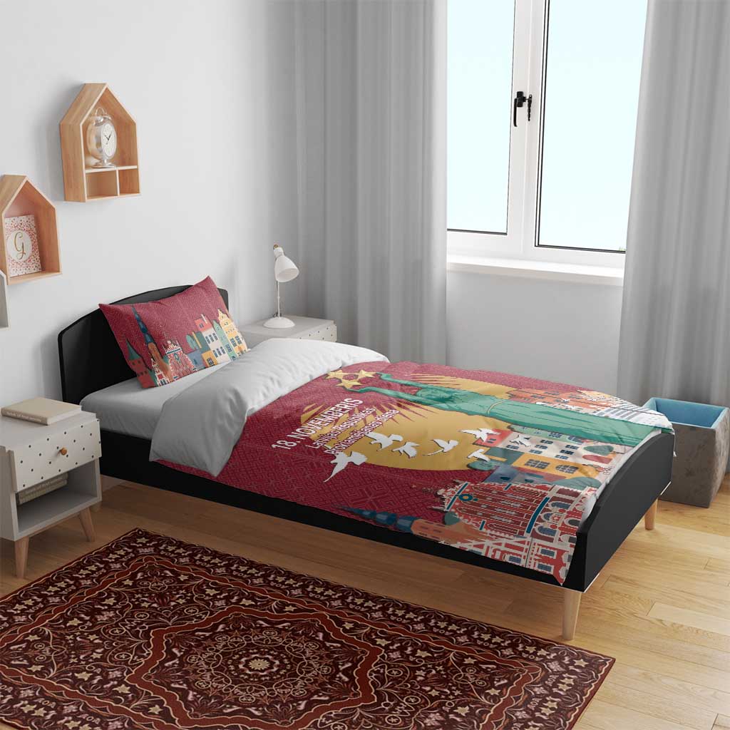 Latvia Independence Day Bedding Set Latvija with Freedom Monument