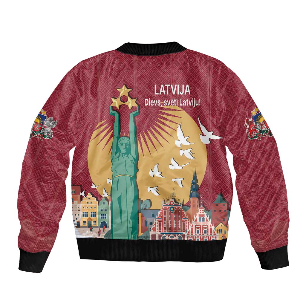 Latvia Independence Day Bomber Jacket Latvija with Freedom Monument