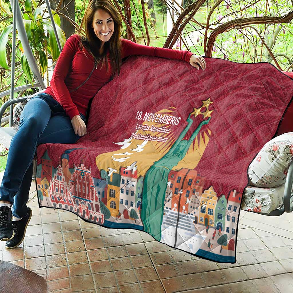 Latvia Independence Day Quilt Latvija with Freedom Monument