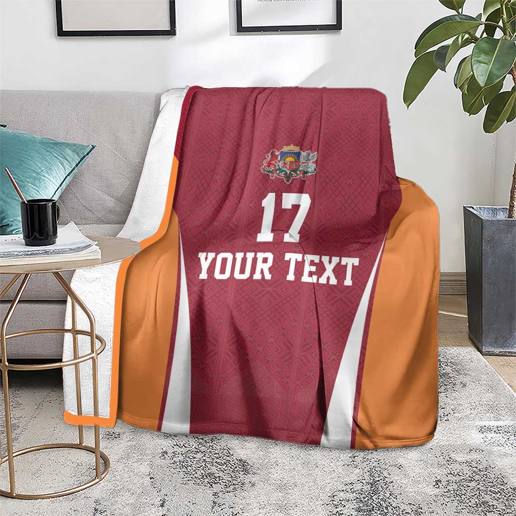 Latvia Football Custom Blanket Red Latvian Pattern