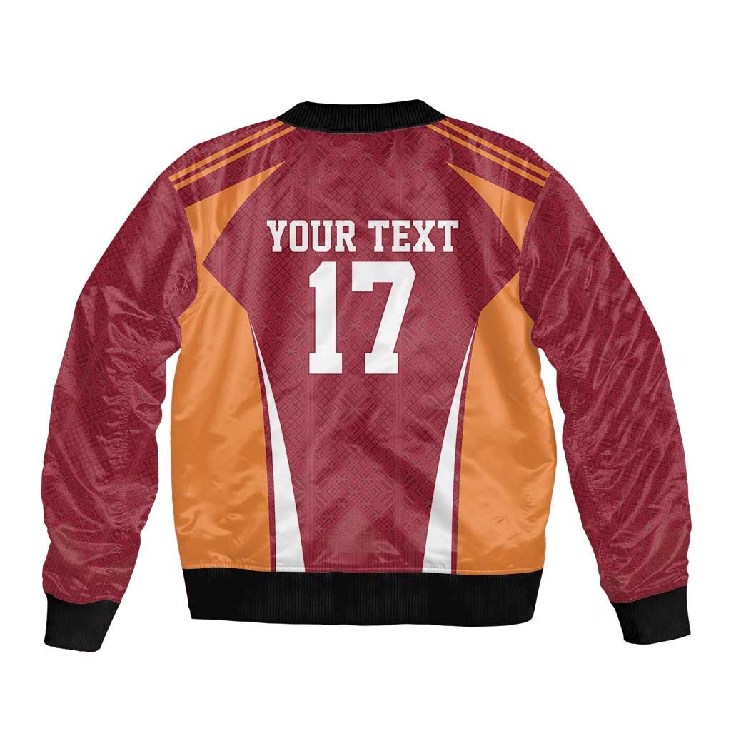 Latvia Football Custom Bomber Jacket Red Latvian Pattern