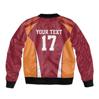 Latvia Football Custom Bomber Jacket Red Latvian Pattern