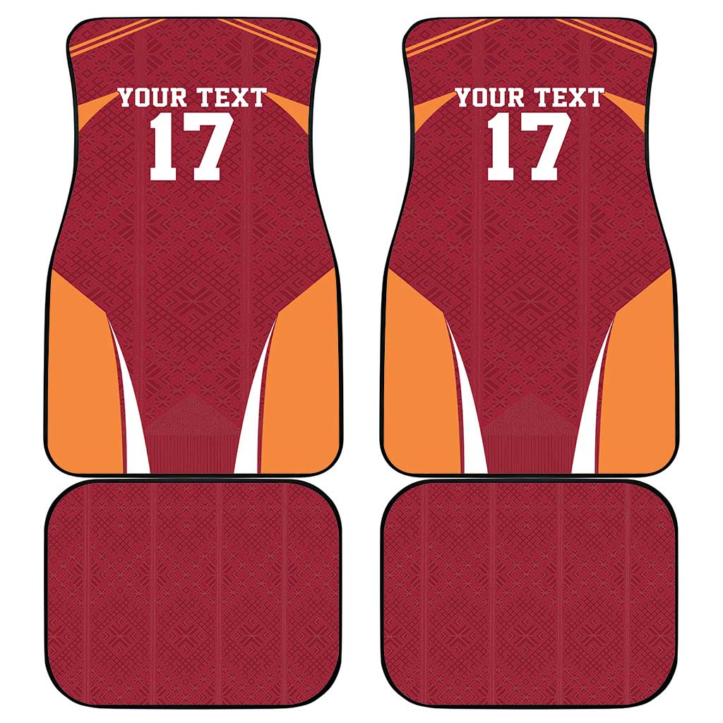 Latvia Football Custom Car Mats Red Latvian Pattern