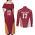 Latvia Football Custom Couples Matching Off Shoulder Maxi Dress and Long Sleeve Button Shirt Red Latvian Pattern