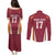 Latvia Football Custom Couples Matching Puletasi and Long Sleeve Button Shirt Red Latvian Pattern