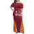 Latvia Football Custom Family Matching Off Shoulder Maxi Dress and Hawaiian Shirt Red Latvian Pattern