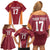 Latvia Football Custom Family Matching Off Shoulder Short Dress and Hawaiian Shirt Red Latvian Pattern