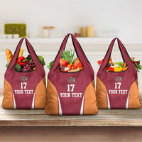 Latvia Football Custom Grocery Bag Red Latvian Pattern