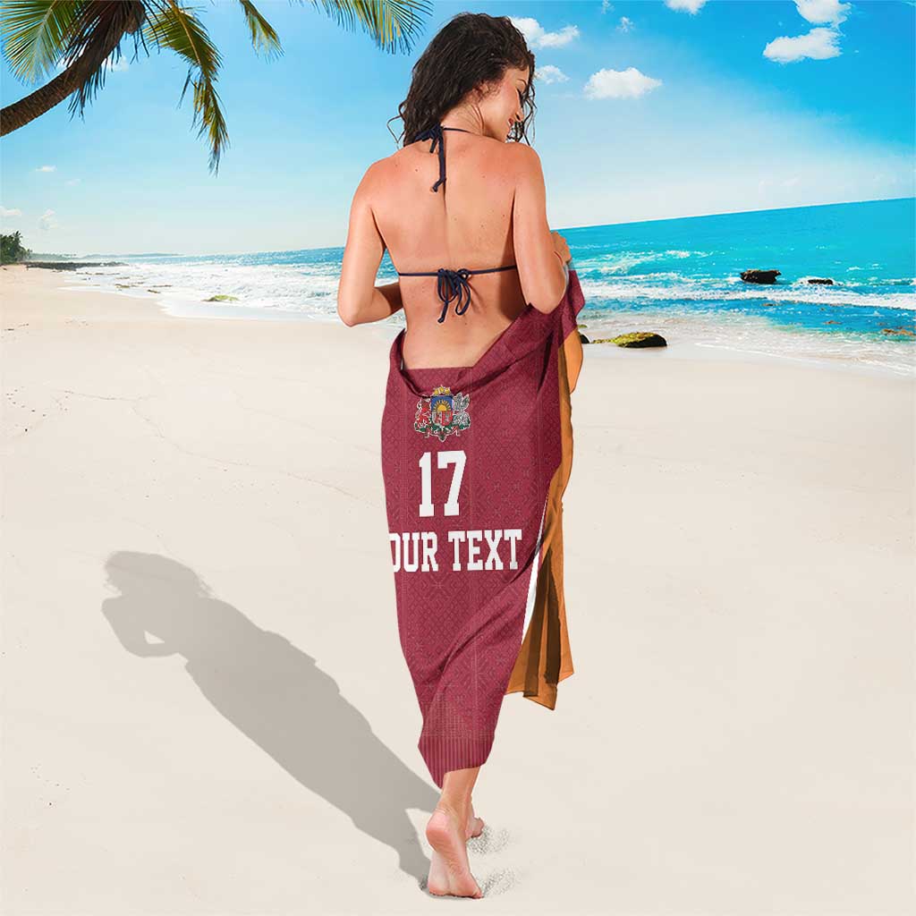 Latvia Football Custom Sarong Red Latvian Pattern