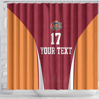Latvia Football Custom Shower Curtain Red Latvian Pattern