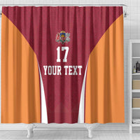 Latvia Football Custom Shower Curtain Red Latvian Pattern