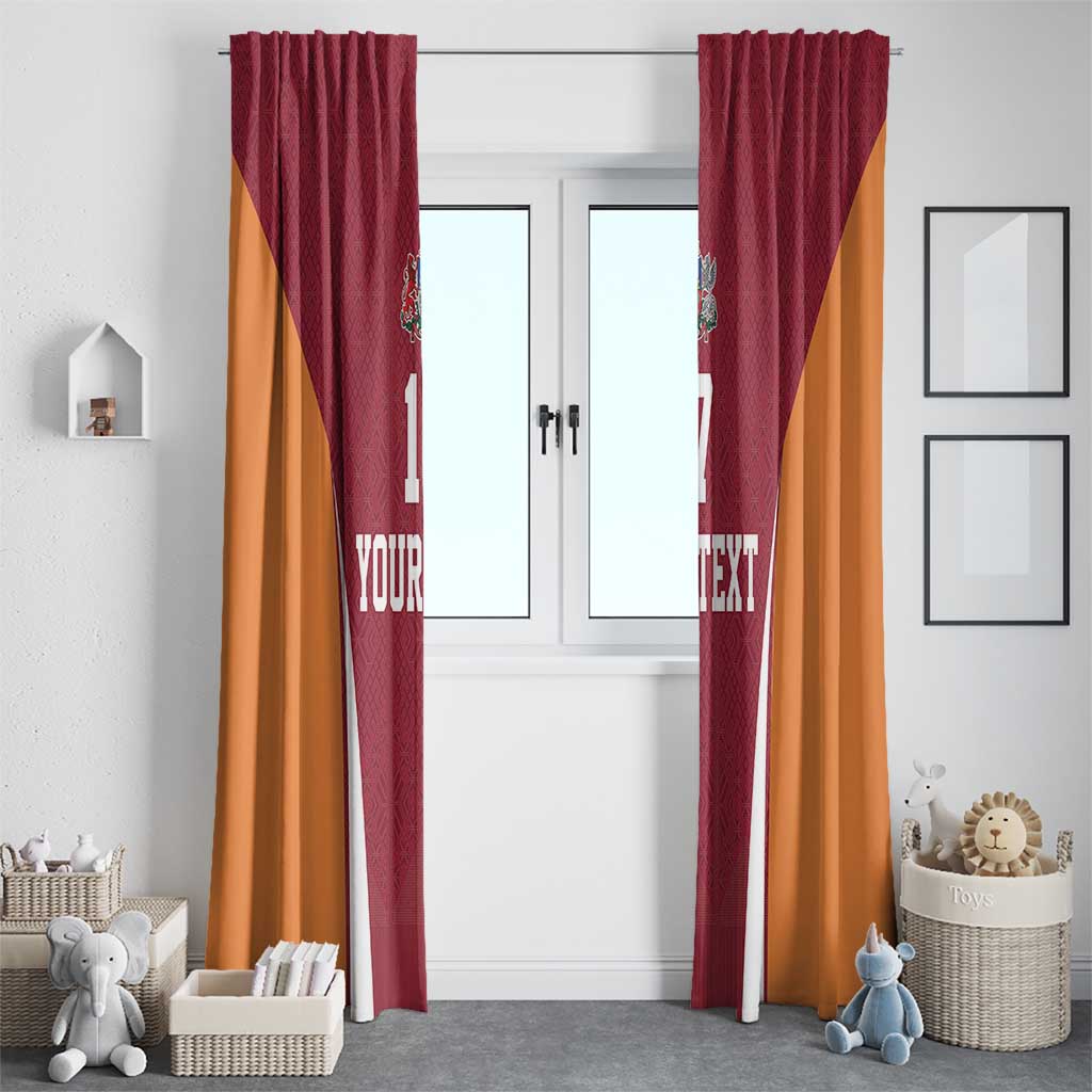 Latvia Football Custom Window Curtain Red Latvian Pattern