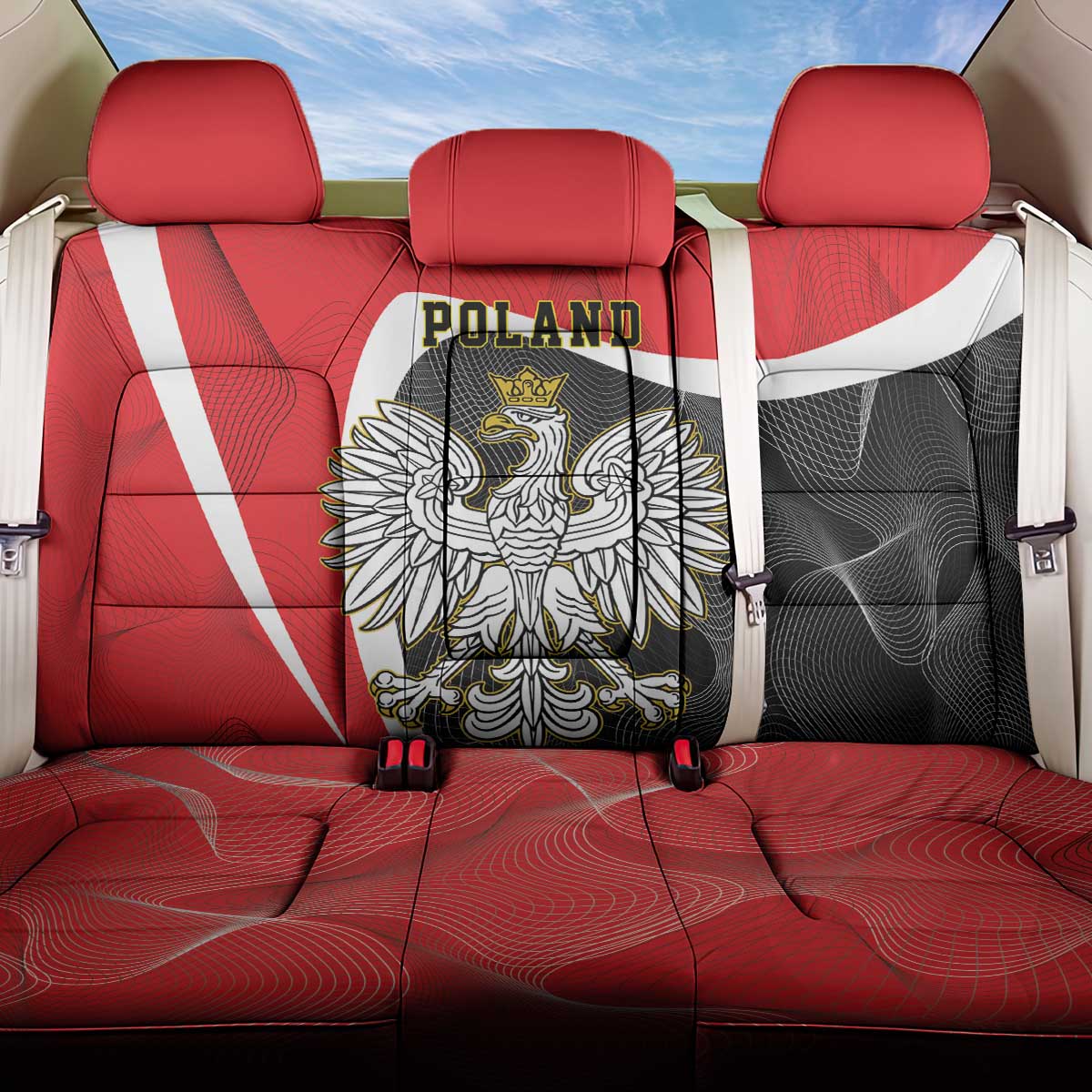 Poland White Crowned Eagle Back Car Seat Cover Rzeczpospolita Polska