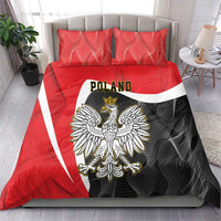 Red, black and white Poland eagle bedding set with 'POLAND' text on the duvet