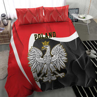 Poland eagle duvet cover set in red and black with a white stripe and winged crest