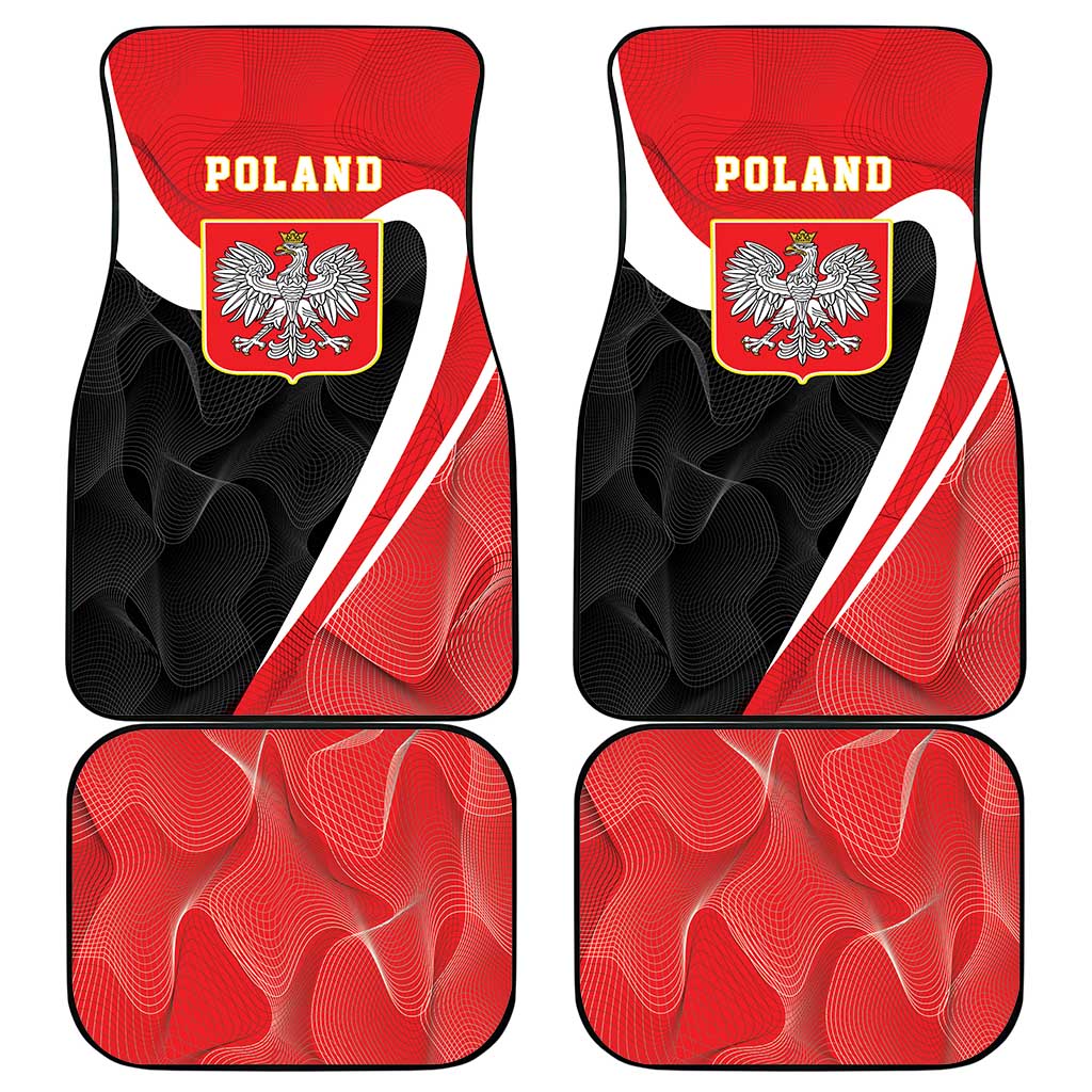 Crowned eagle car floor mats, four-piece set; red graphic with white border