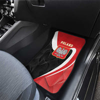 Crowned eagle car floor mat, red graphic with white border and black textured backing