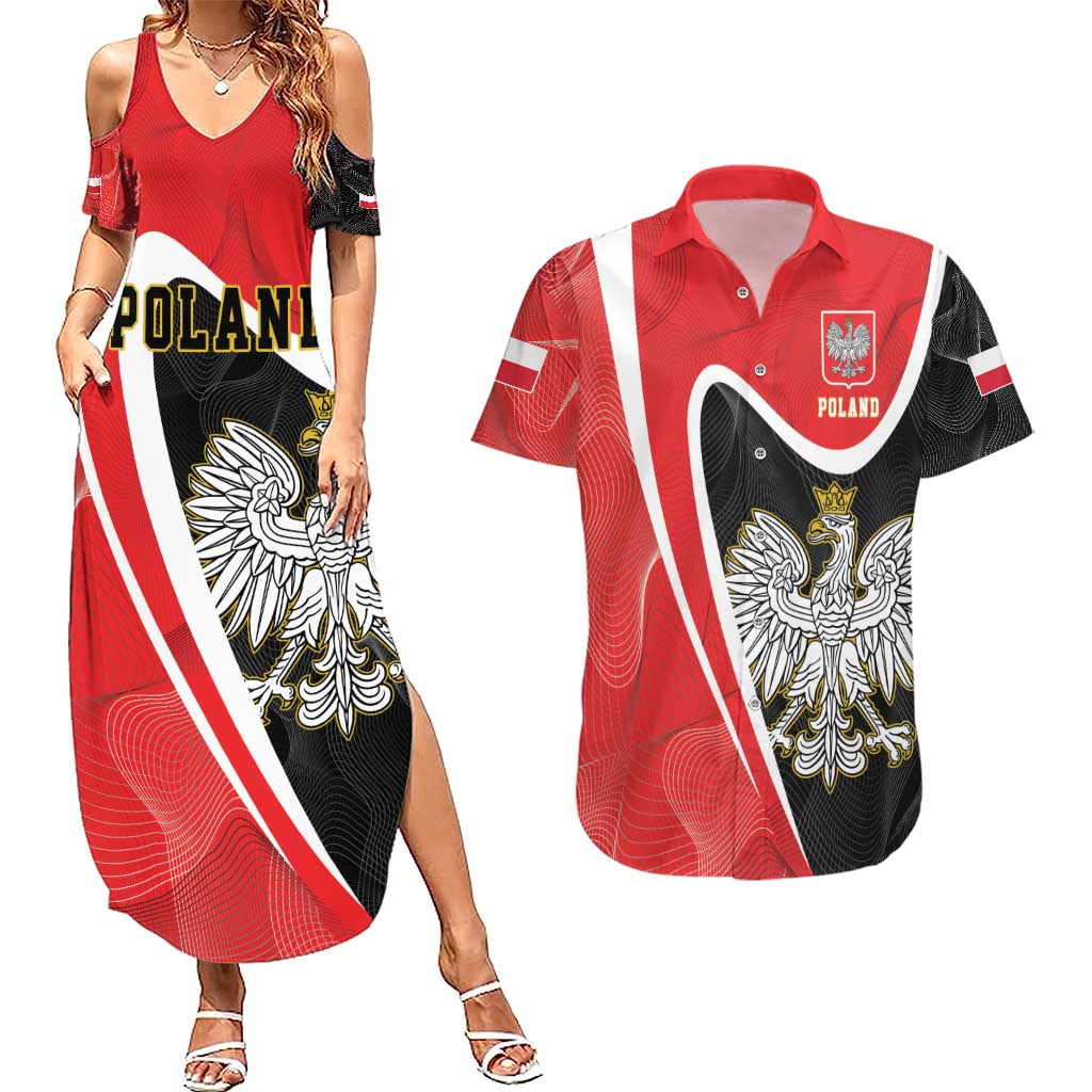 Poland White Crowned Eagle Couples Matching Summer Maxi Dress and Hawaiian Shirt Rzeczpospolita Polska