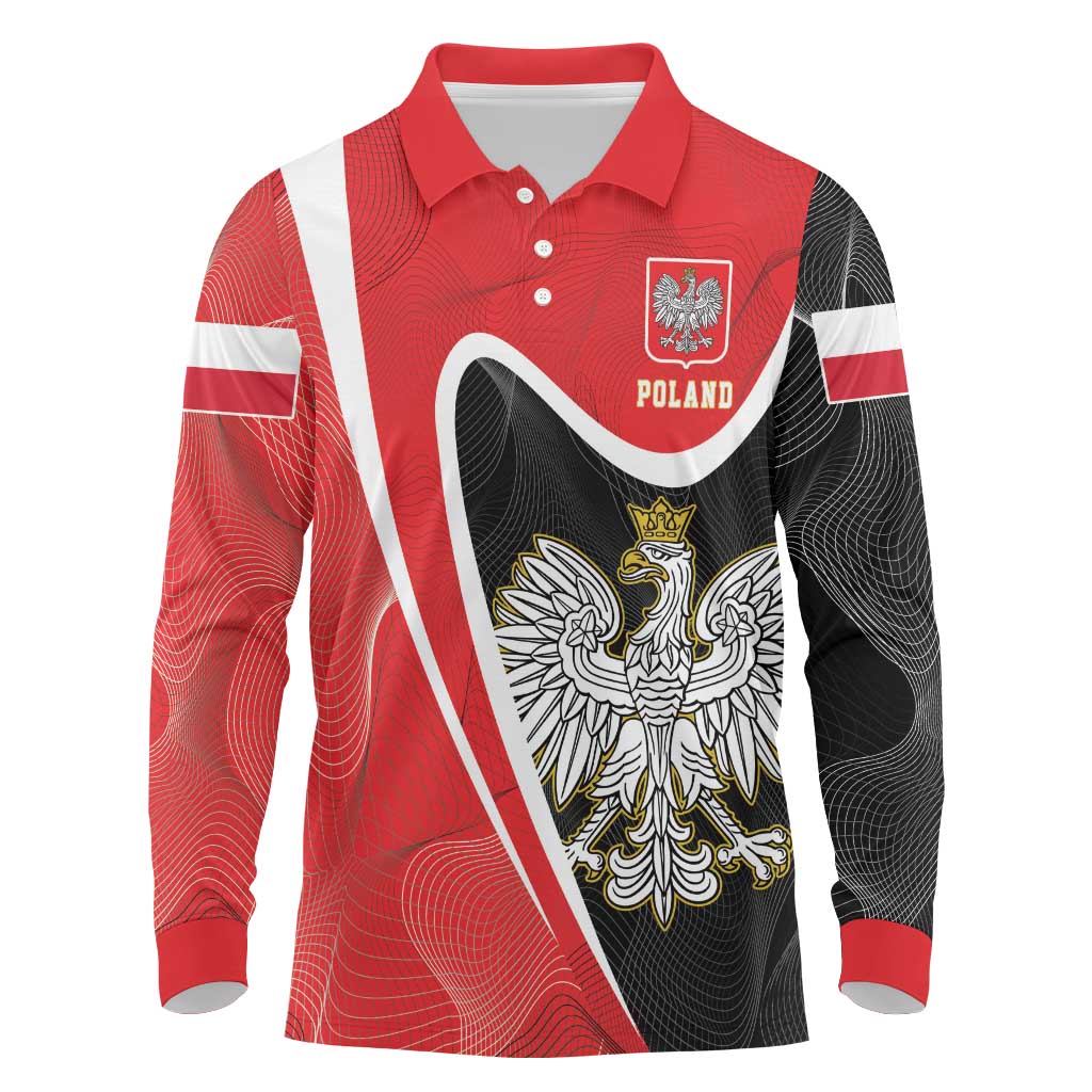 Poland White Crowned Eagle Long Sleeve Polo Shirt Rzeczpospolita Polska LT17 - Wonder Print Shop