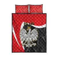 Red quilt bed set with Poland text, crowned eagle emblem, black and white flag stripes