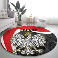 Round carpet with “Poland” text, white eagle wings, and red-and-black flag
