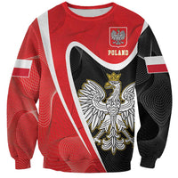 Unisex red and black sweatshirt with white stripes and crowned eagle crest