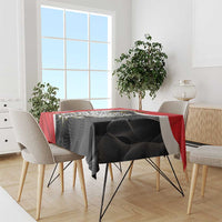 Red and black crowned eagle tablecloth with white wave border