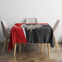 Poland eagle tablecloth in red and black on dining table with four chairs