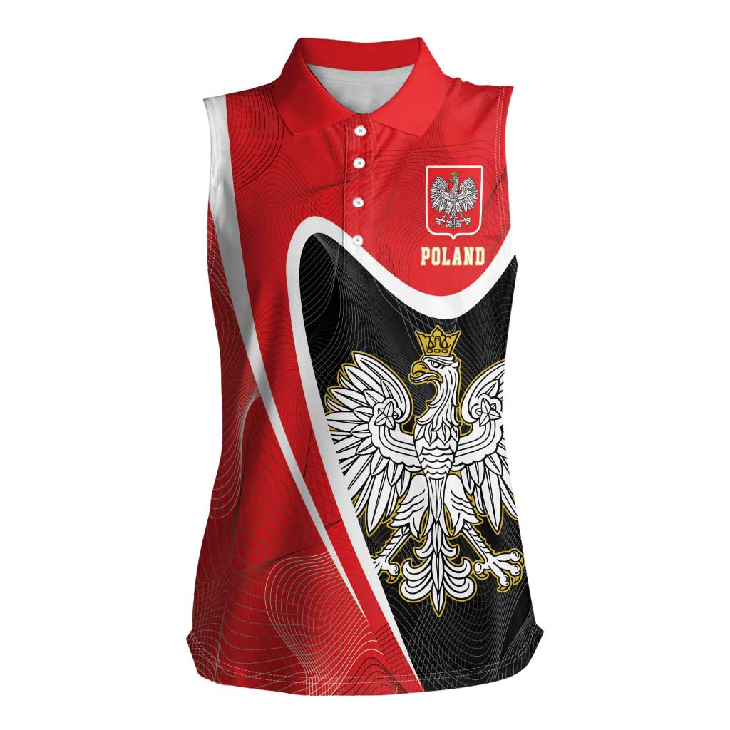 Poland White Crowned Eagle Women Sleeveless Polo Shirt Rzeczpospolita Polska LT17 - Wonder Print Shop