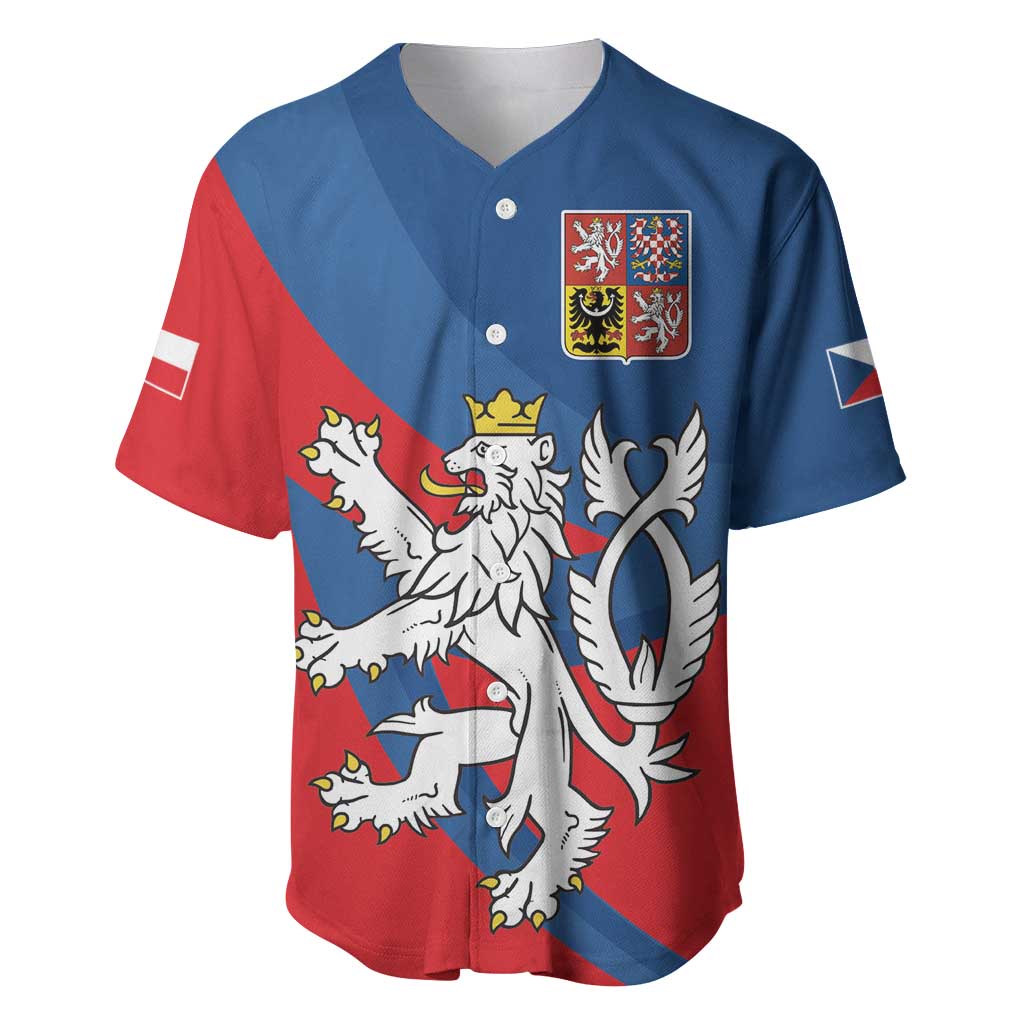 Personalized Czech Republic Coat of Arms Baseball Jersey Statni Znak Ceske Republiky - Silver Double-tailed Lion